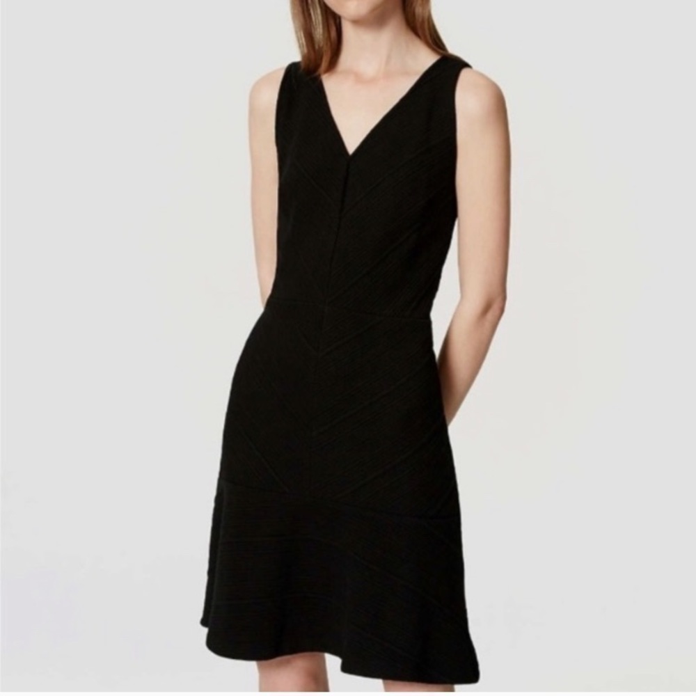 LOFT Black Textured Sleeveless Dress
